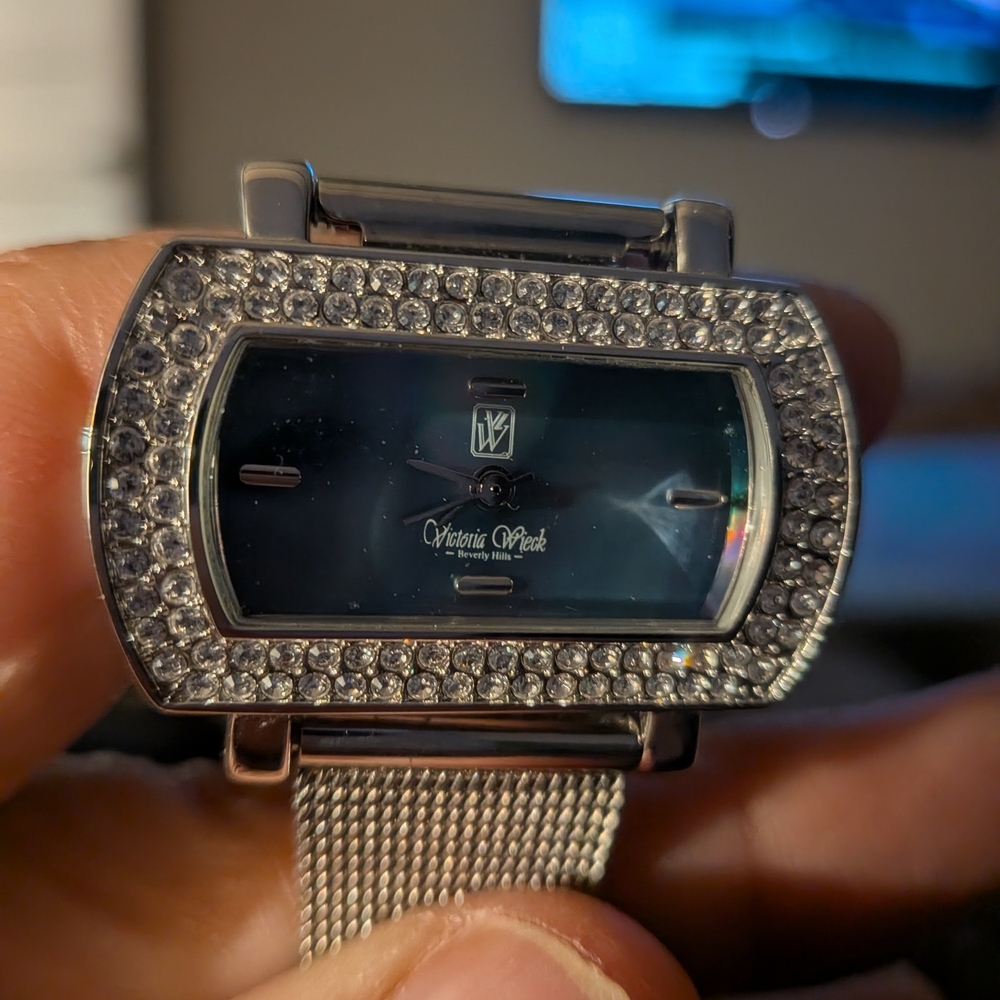 Vintage Victoria Wieck Silver Smartwatch with Crystal Accents
